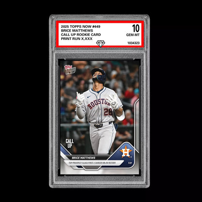 Graded 10 Brice Matthews 2025 Topps Now #449 Call Up Rookie RC Houston  Baseball