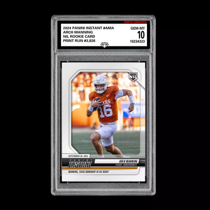 Graded 10 Arch Manning RC 2024-25 Panini Instant NIL NCAA #AMC Texas Rookie Card Football