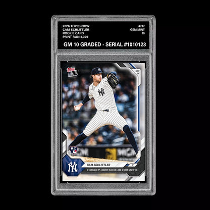Graded 10 Cam Schlittler 2026 Topps NOW #717 Yankees Rookie Card PRESALE Baseball