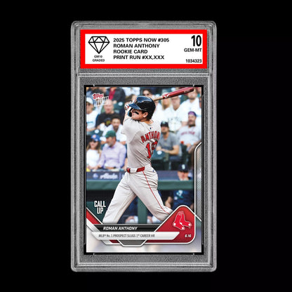 Graded 10 Roman Anthony Call-Up Red Sox RC Rookie 2025 Topps NOW 305  Baseball