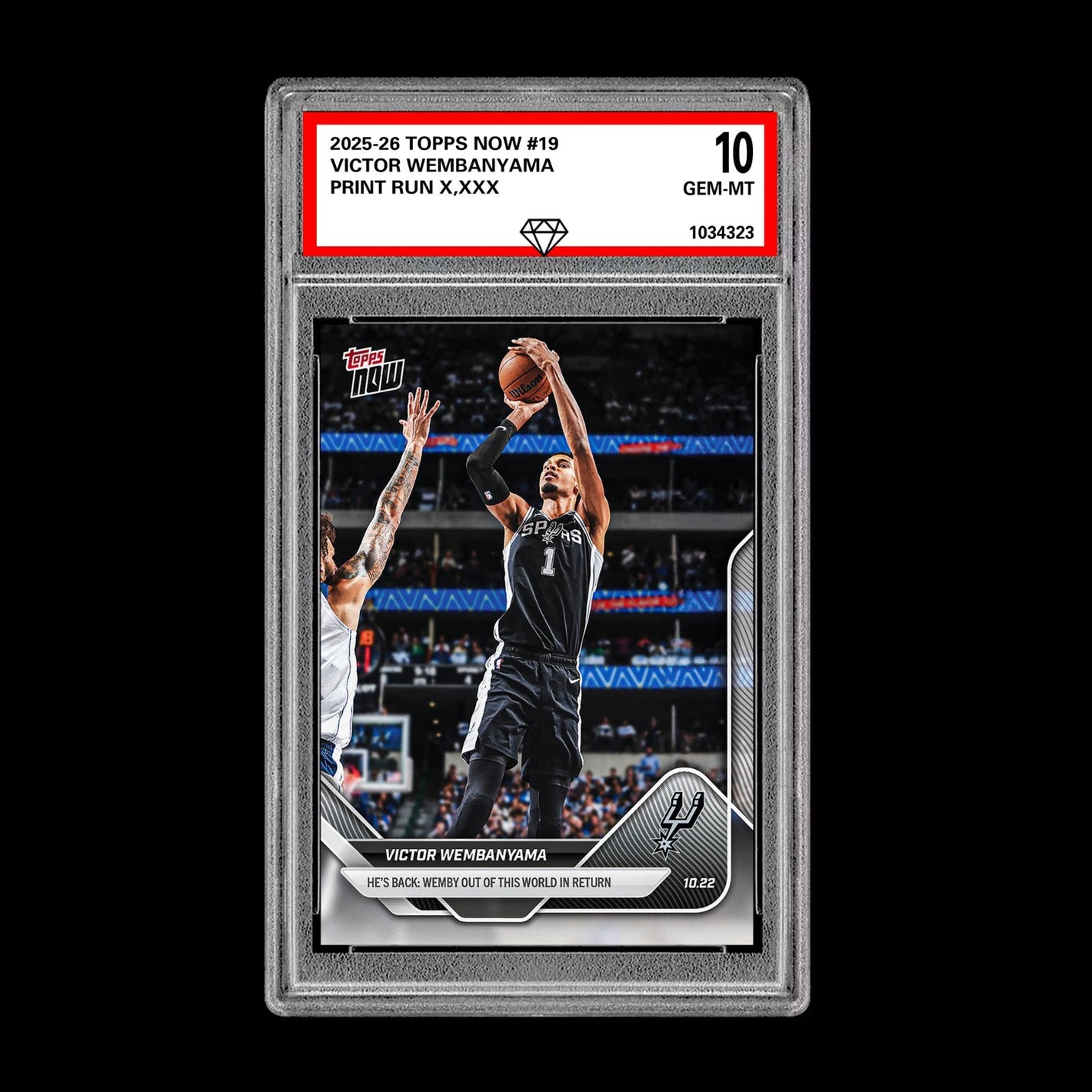 Graded 10 Victor Wembanyama 2025-26 TOPPS NOW #19 Basketball  Basketball