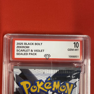 Graded 10 2025 Black Bolt Zekrom Art Sealed Booster Cards Pack