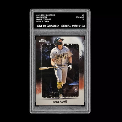 Graded 10 Nick Kurtz #NT-5 RC Rookie Card 2025 MLB Topps Chrome Night Terrors Baseball