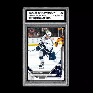 Graded 10 Gavin McKenna #2 Topps Now Bowman U Rookie Card Penn State Hockey RC Ice Hockey