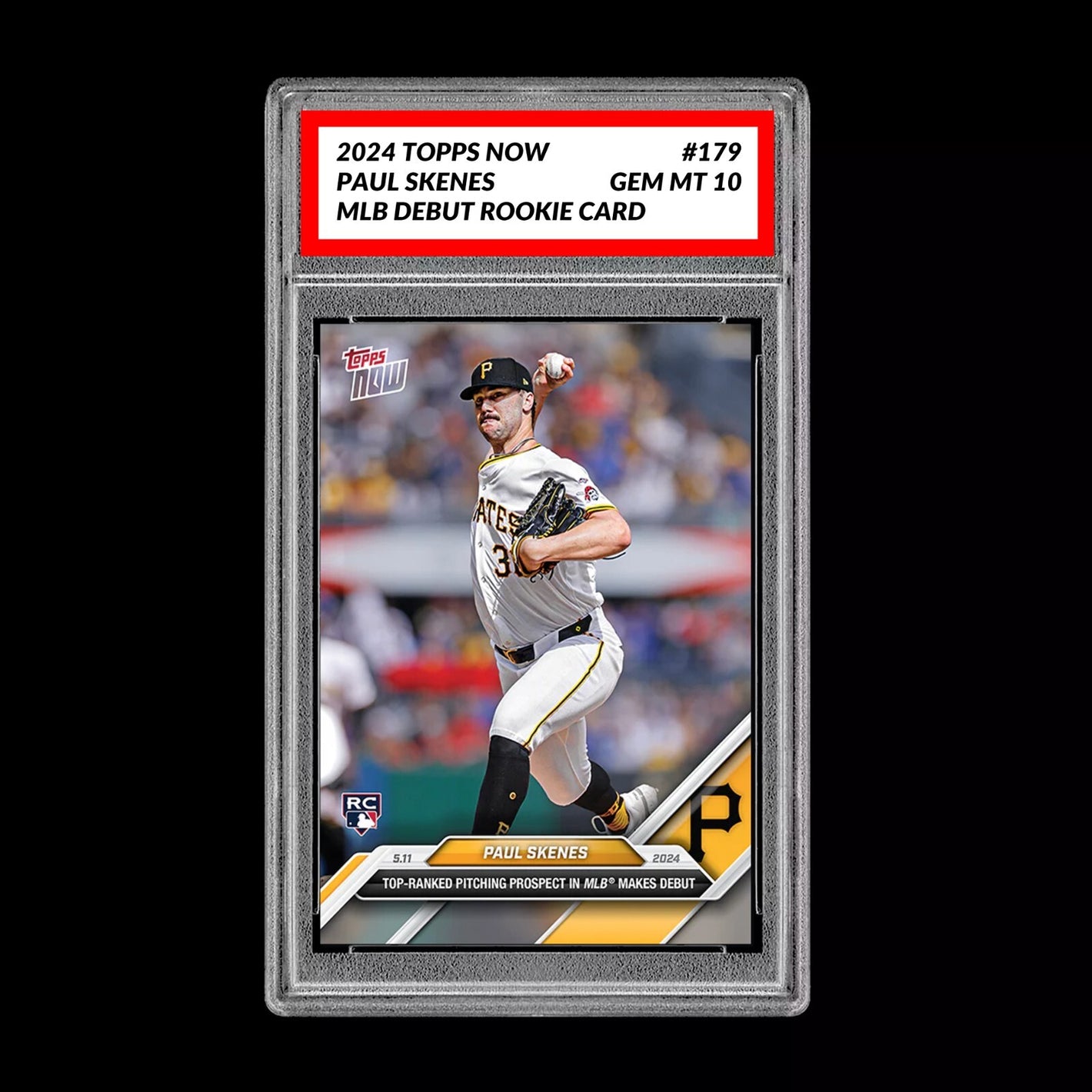 Graded 10 Paul Skenes #179 MLB Debut 2024 Topps Now RC Rookie Card Pirates Baseball