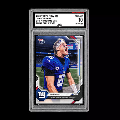 Graded 10 2026 Topps Now Jaxson Dart New York Gaints PRESALE Football