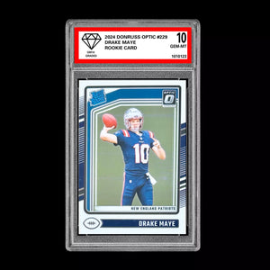 Graded 10 Drake Maye Panini 2024 Donruss Optic Rated Rookie #229 (RC) GEM MT Football