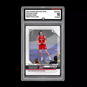 Graded 10 CAITLIN CLARK #166 RC Rookie Card 2024 Panini Instant Indiana Fever Basketball