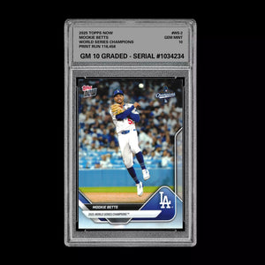 Graded 10 Mookie Betts #WS-2 2025 Topps Now World Series Champions Dodgers Baseball