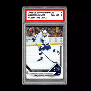 Graded 10 Gavin McKenna #1 Topps Now Bowman U Rookie Penn State Hockey RC Card Ice Hockey