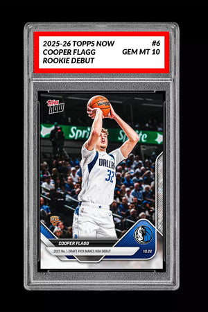 Graded 10 Cooper Flagg #6 1st Rookie Card Dallas Mavericks 2025-26 Topps Now RC Basketball