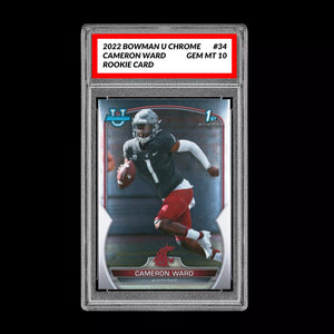 Graded 10 CAMERON CAM WARD 2022 Bowman Chrome University 1st #34 Rookie RC Draft Football