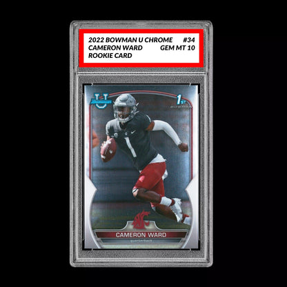 Graded 10 CAMERON CAM WARD 2022 Bowman Chrome University 1st #34 Rookie RC Draft Football