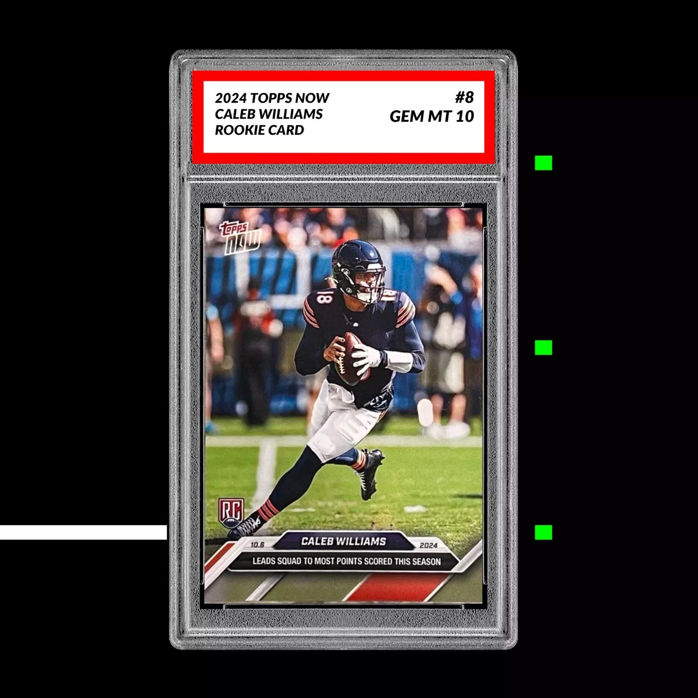 Graded 10 Caleb Williams #8 2024 Topps Now RC Rookie Card Most Points Scored Football