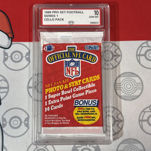 Graded 10 1989 NFL Pro Set Sealed Wax Pack Series 1 Unopened Authentic Football Football