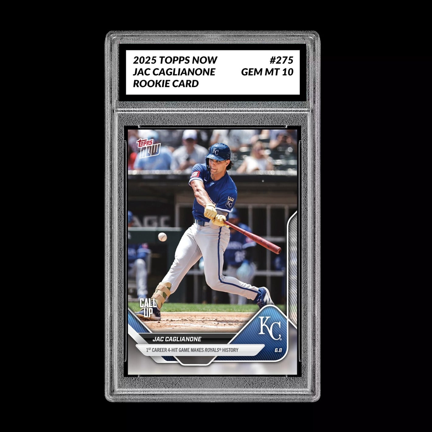 Graded 10 Jac Caglianone 2025 Topps Now #275 4 Hits Mint Rookie Card RC  Baseball