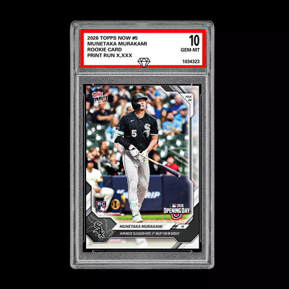 Graded 10 Munetaka Murakami RC Rookie #5 2026 Topps Now MLB Opening Day Baseball