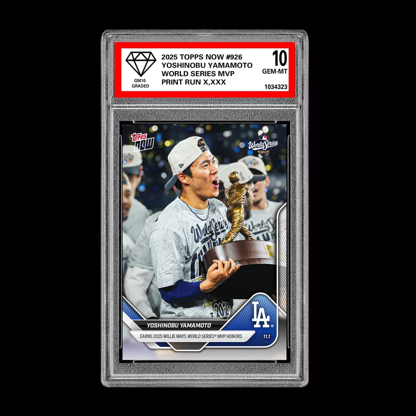 Graded 10 Yoshinobu Yamamoto  WORLD SERIES MVP 2025 MLB Topps NOW 926  Baseball