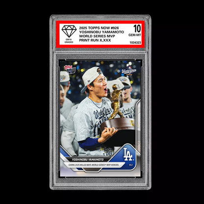 Graded 10 Yoshinobu Yamamoto  WORLD SERIES MVP 2025 MLB Topps NOW 926  Baseball