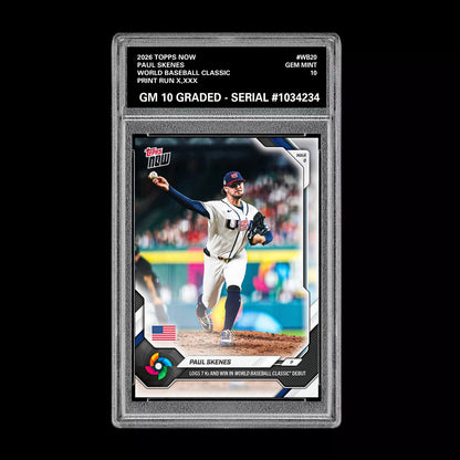 Graded 10 Paul Skenes 2026 Topps NOW #WB20 World Baseball Classic PRESALE Baseball
