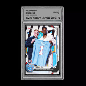 Graded 10 Carnell Tate 2026 TOPPS NOW RC Rookie Card Titans Football