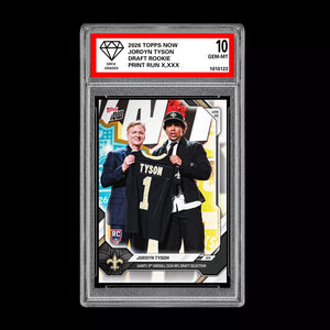 Graded 10 Jordyn Tyson 2026 TOPPS NOW RC Rookie Card Saints Football