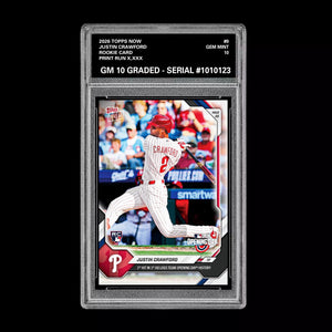 Graded 10 Justin Crawford #9 RC Rookie 2026 Topps Now MLB Opening Day  Baseball