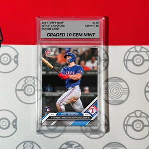 Graded 10 Card Wyatt Langford 2024 MLB TOPPS NOW® #364 Rookie RC Rangers Baseball,Football