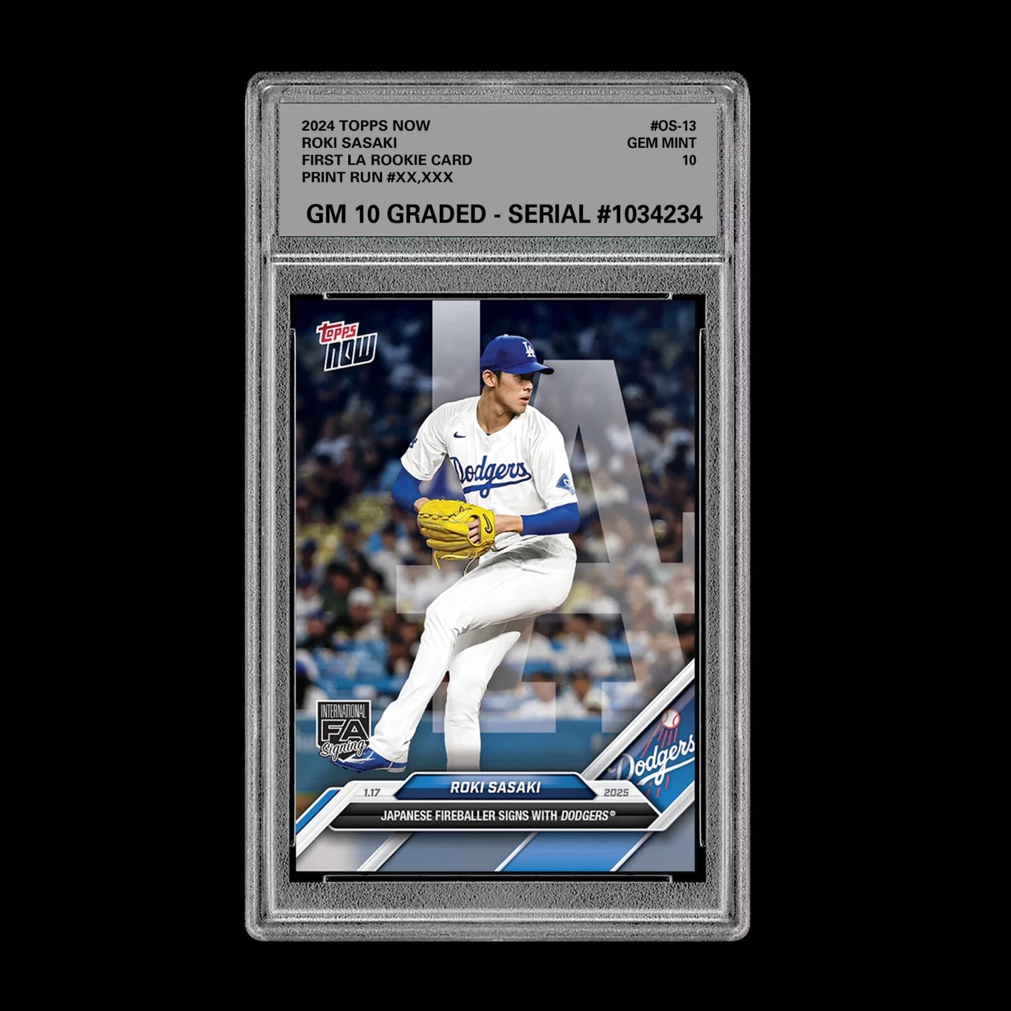 Graded 10 Roki Sasaki 2025 MLB TOPPS NOW OS-13 LA Sign With Dodgers RC Baseball