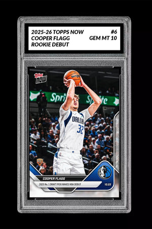 Graded 10 Cooper Flagg #6 1st Rookie Card Dallas Mavericks 2025-26 Topps Now RC Basketball
