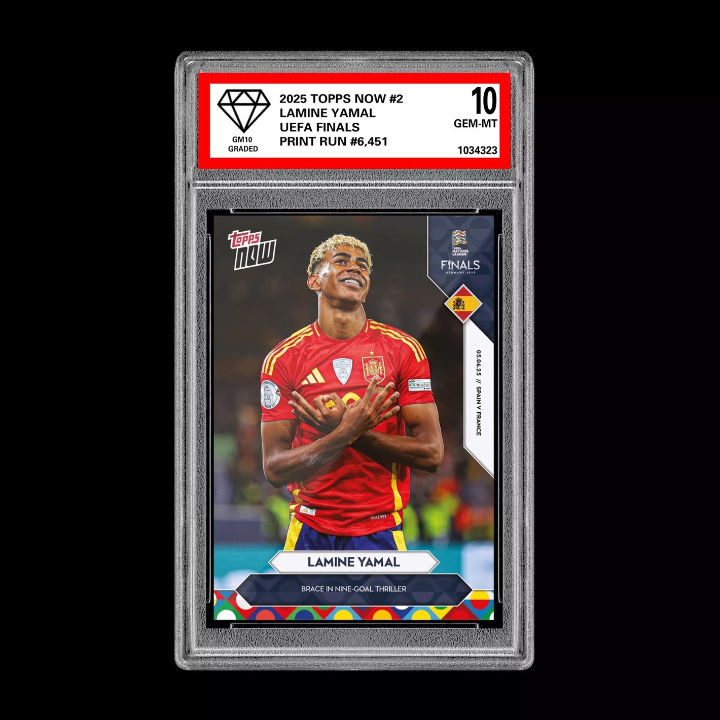Graded 10 Lamine Yamal EUFA Nations League Soccer Card 2025 Topps NOW 2  Soccer