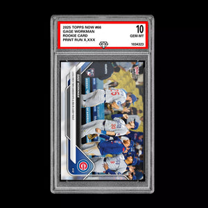 Graded 10 Gage Workman RC Rookie Card 2025 Topps NOW #66 Chicago Cubs  Baseball