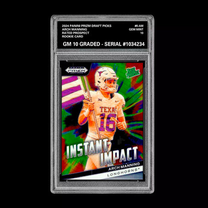 Graded 10 Arch Manning 2024 Panini Prizm Draft Picks #II-AM RC Rookie Card Football