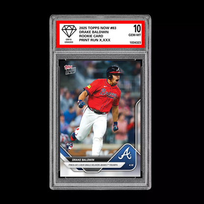 Graded 10 DRAKE BALDWIN 2025 Topps NOW *First Ever* Topps Rookie RC #83  Baseball