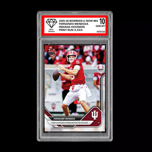 Graded 10 Fernando Mendoza 2025-26 Bowman U Now #64 Indiana Hoosiers PRESALE Football