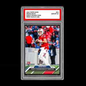 Graded 10 Drake Maye RC Rookie 2024 NFL Draft TOPPS NOW #10 Patriots 1st Start Football