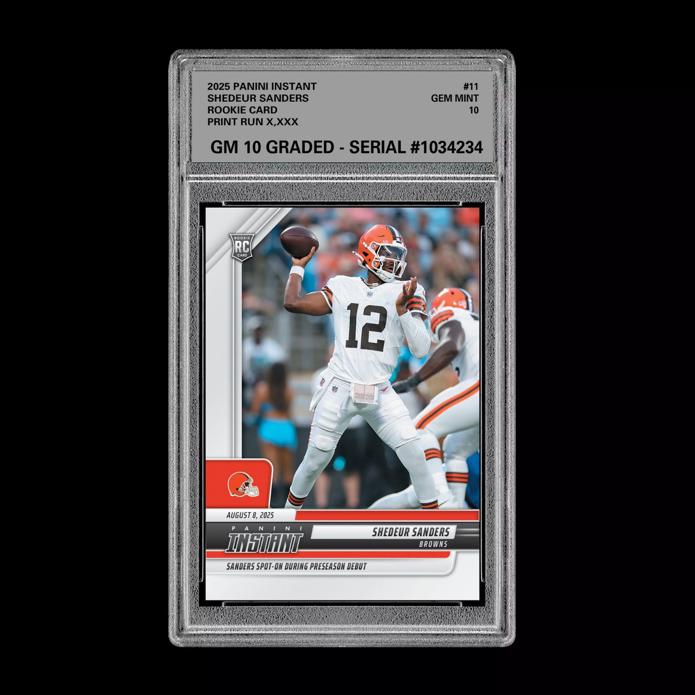 Graded 10 Shedeur Sanders - 2025 Panini Instant #11 RC Rookie Browns Football