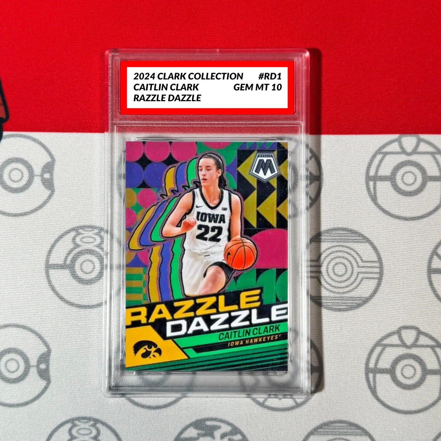 Graded 10 Caitlin Clark Collection Mosaic Prizm Razzle Dazzle #RD1 2024 Panini Basketball