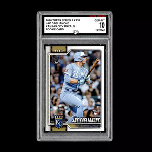 Graded 10 Jac Caglianone #138  Rookie Card RC 2026  Topps Series 1 Royals Baseball