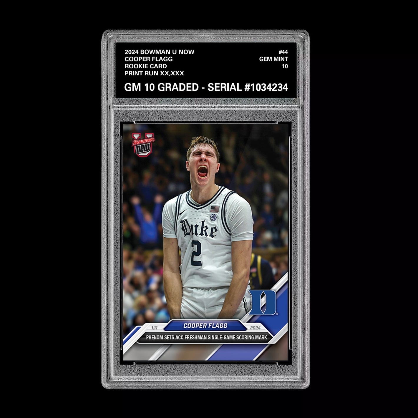 Graded 10 Cooper Flagg 2024-25 Bowman U NOW Card #44 Duke RC ROOKIE Basketball