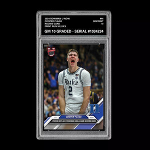 Graded 10 Cooper Flagg 2024-25 Bowman U NOW Card #44 Duke RC ROOKIE Basketball
