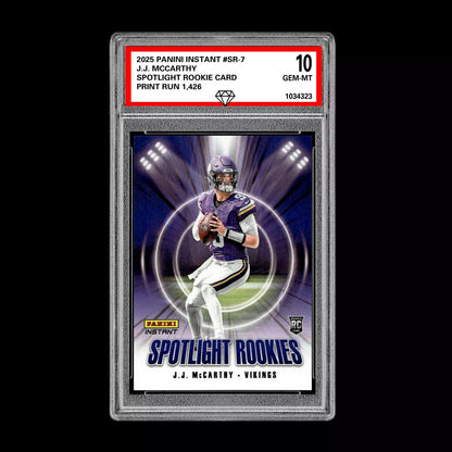 Graded 10 J.J. McCarthy - 2025 Panini Instant #SR-7 RC Spotlight Rookie Vikings Football