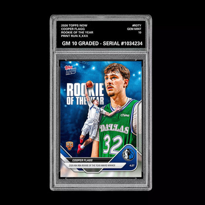 Graded 10 Cooper Flagg RC Rookie Card 2026 NBA Topps Now #ROTY Dallas Presale Basketball