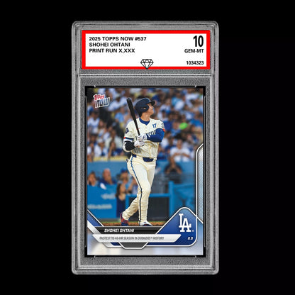 Graded 10 Shohei Ohtani - 2025 Topps Now #537 Los Angeles Dodgers Fastest 40 HR Baseball