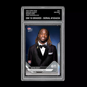 Graded 10 Ashton Jeanty #D-2 RC Rookie 2025 Topps Now 1st Draft Pick RAIDERS  Football