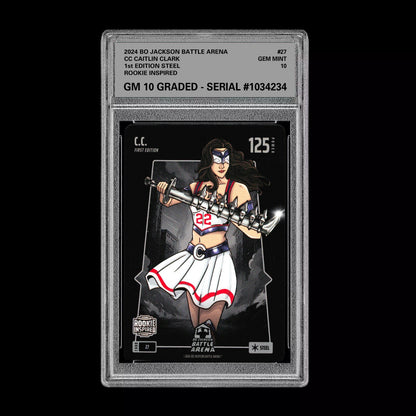 Caitlin Clark CC Graded 10 Rookie Steel Base #27 2024 Bo Jackson Battle Arena RC Basketball