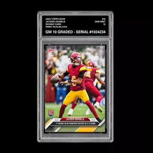 Graded 10 Jayden Daniels #16 RC 5 TD Game 2024 Topps NOW Rookie Card Football