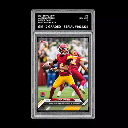 Graded 10 Jayden Daniels #16 RC 5 TD Game 2024 Topps NOW Rookie Card Football