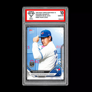 Graded 10 Kazuma Okamoto OS-13 2025 MLB Topps NOW Card PRESALE Toronto Blue Jays Baseball