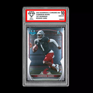 Graded 10 CAMERON CAM WARD 2022 Bowman Chrome University 1st #34 Rookie RC Draft Football